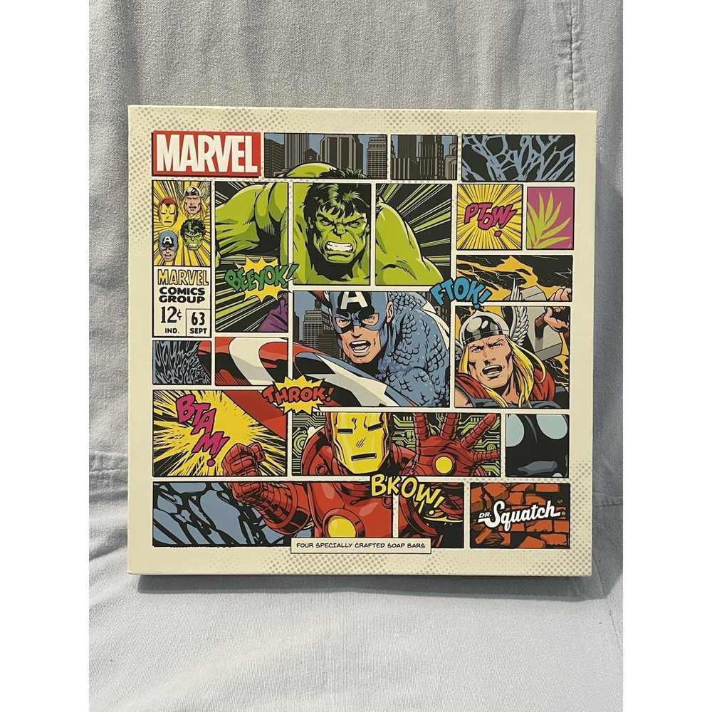 NEW Dr. Squatch x Marvel Boxed Soap Set - Hulk Thor Iron Man & Captain America